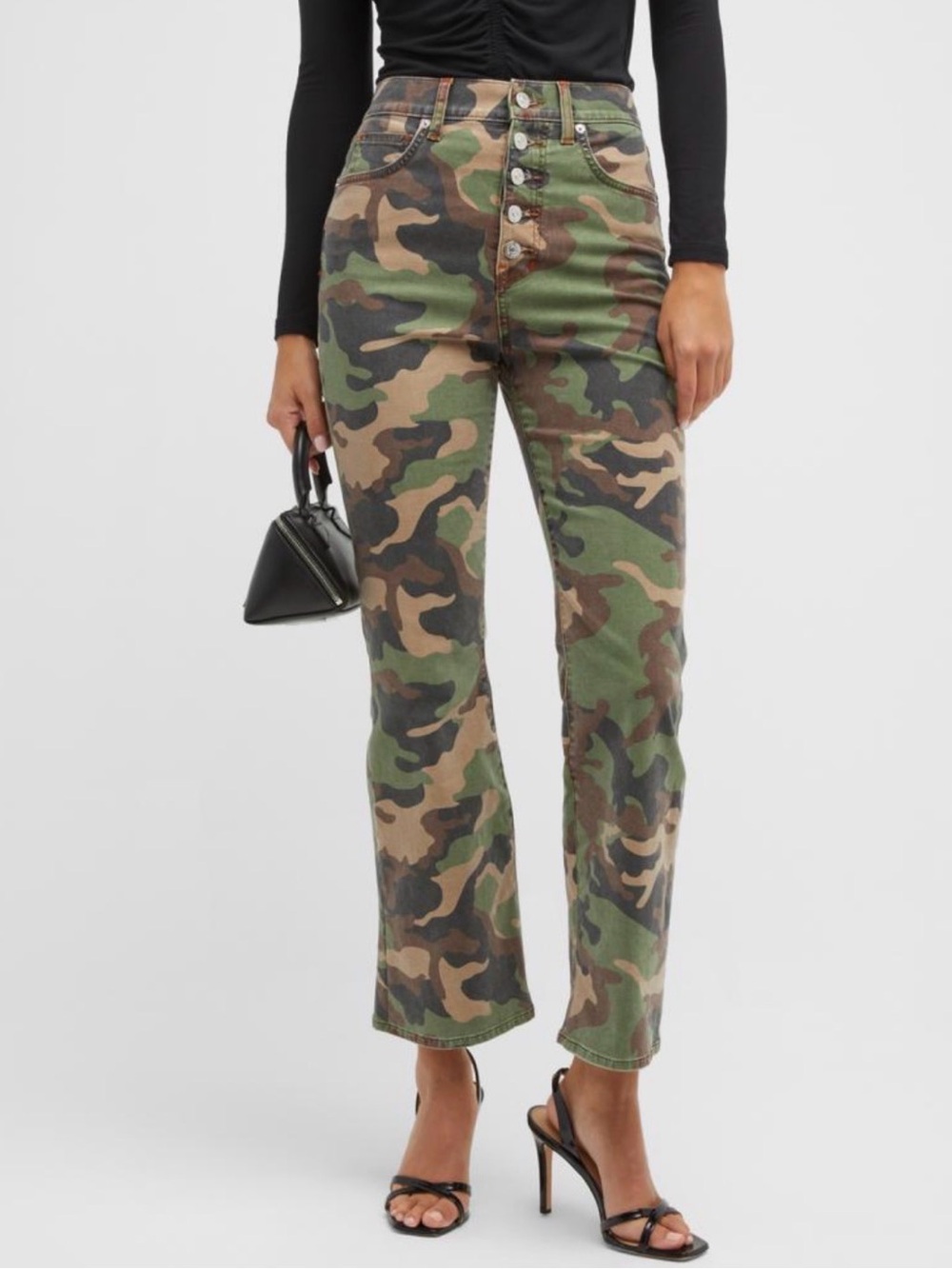Veronica Beard Carly Kick Flare Camouflage Jeans